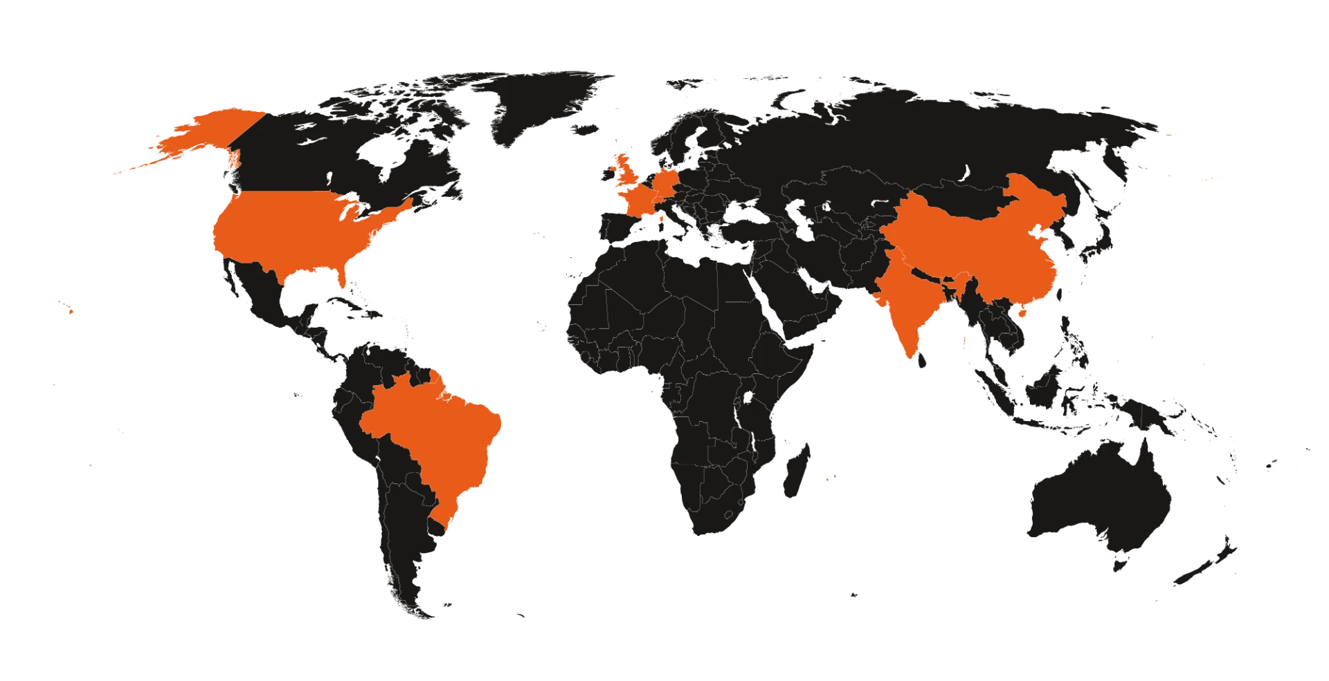 Weltkarte mit patentgeschützten indielux-Märkten bis 2038